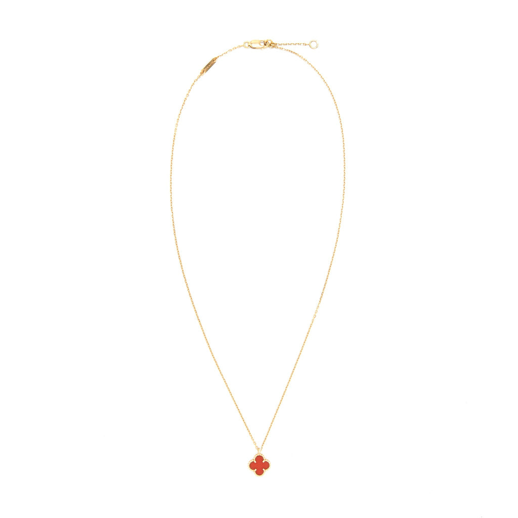 VAN CLEEF AND ARPELS SWEET ALHAMBRA PENDANT, CARNELIAN ROSE GOLD