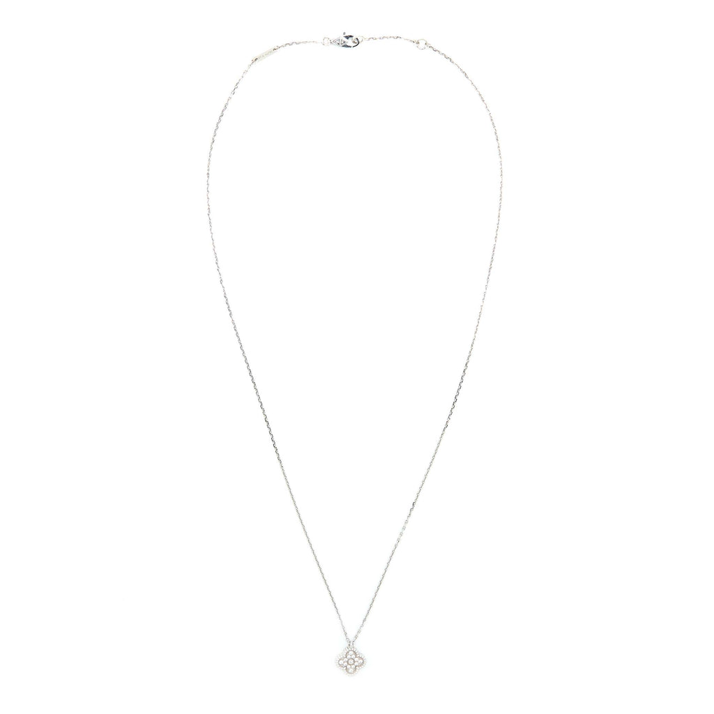 VAN CLEEF & ARPELS SWEET ALHAMBRA PENDANT WHITE GOLD DIAMONDS