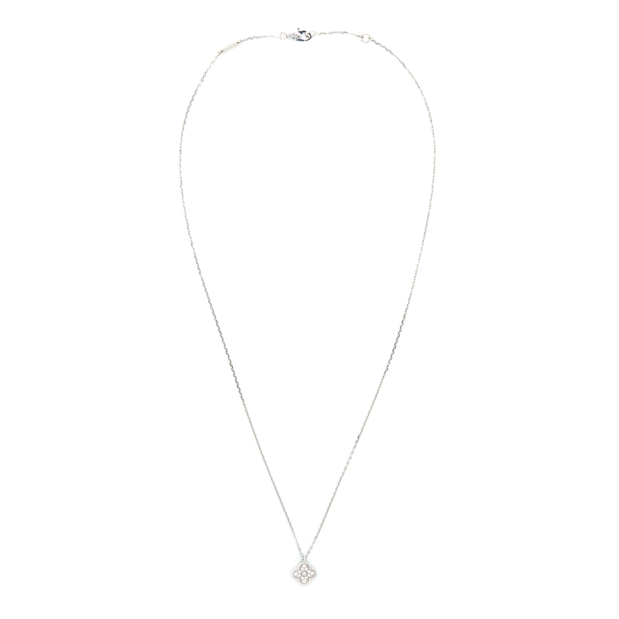 VAN CLEEF & ARPELS SWEET ALHAMBRA PENDANT WHITE GOLD DIAMONDS