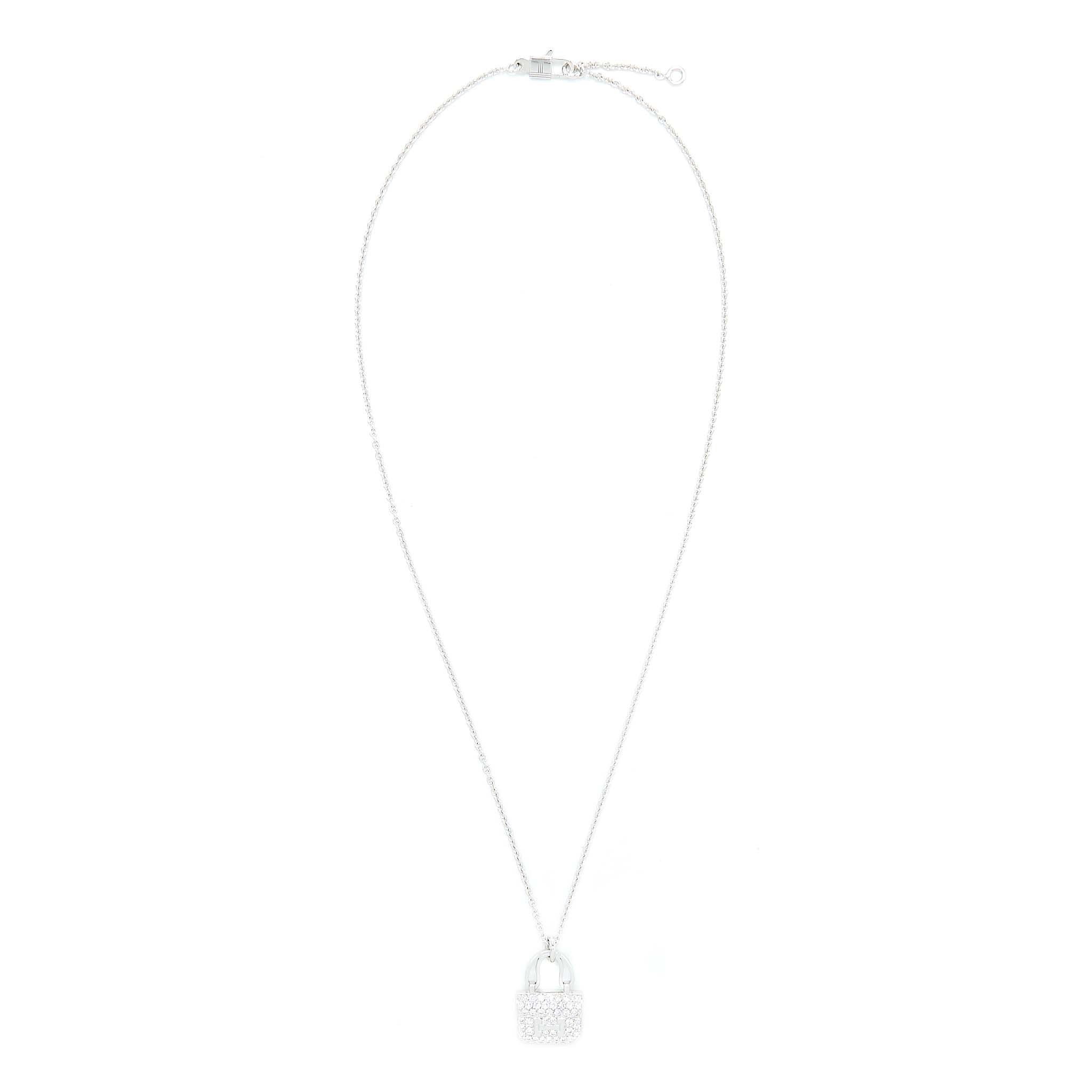HERMES AMULETTE CONSTANCE PENDANT WHITE GOLD DIAMONDS