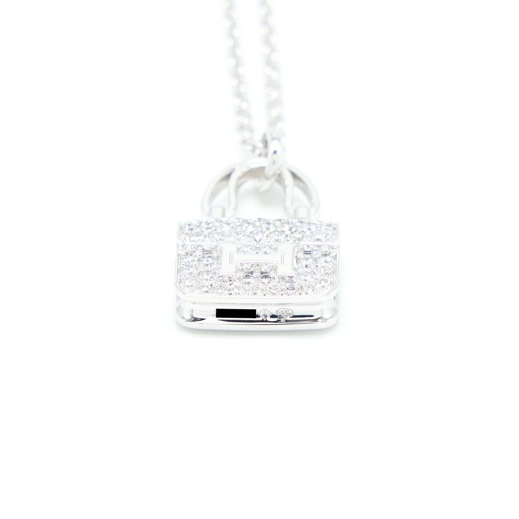 HERMES AMULETTE CONSTANCE PENDANT WHITE GOLD DIAMONDS