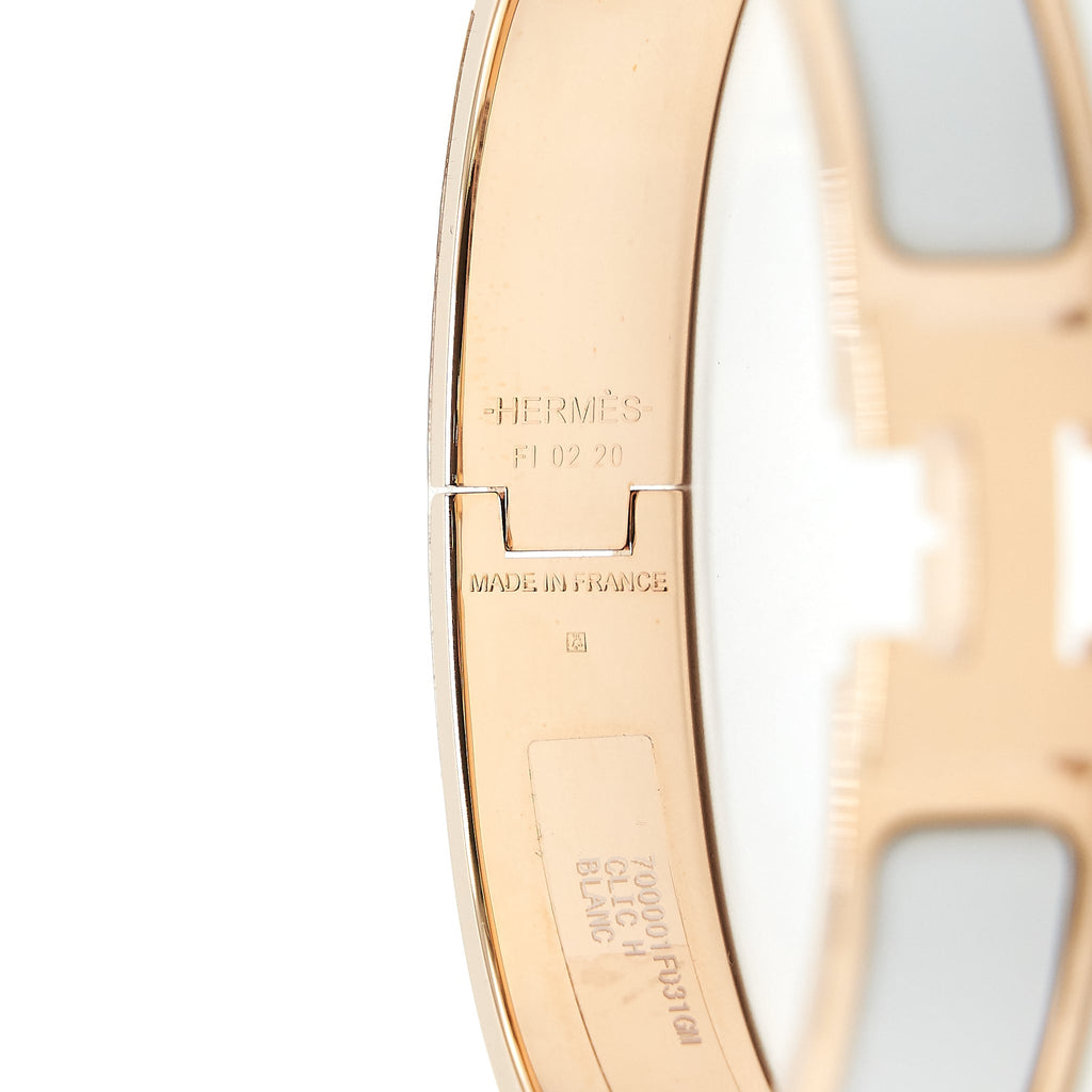 HERMES CLIC H BRACELET BLANC RGHW