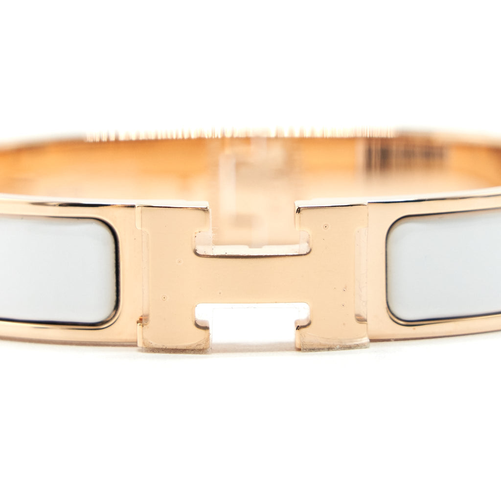 HERMES CLIC H BRACELET BLANC RGHW