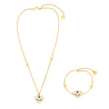 DIOR HEART NECKLACE & BRACELET MULTICOLOUR CRYSTAL GOLD TONE (SELL IN A SET )