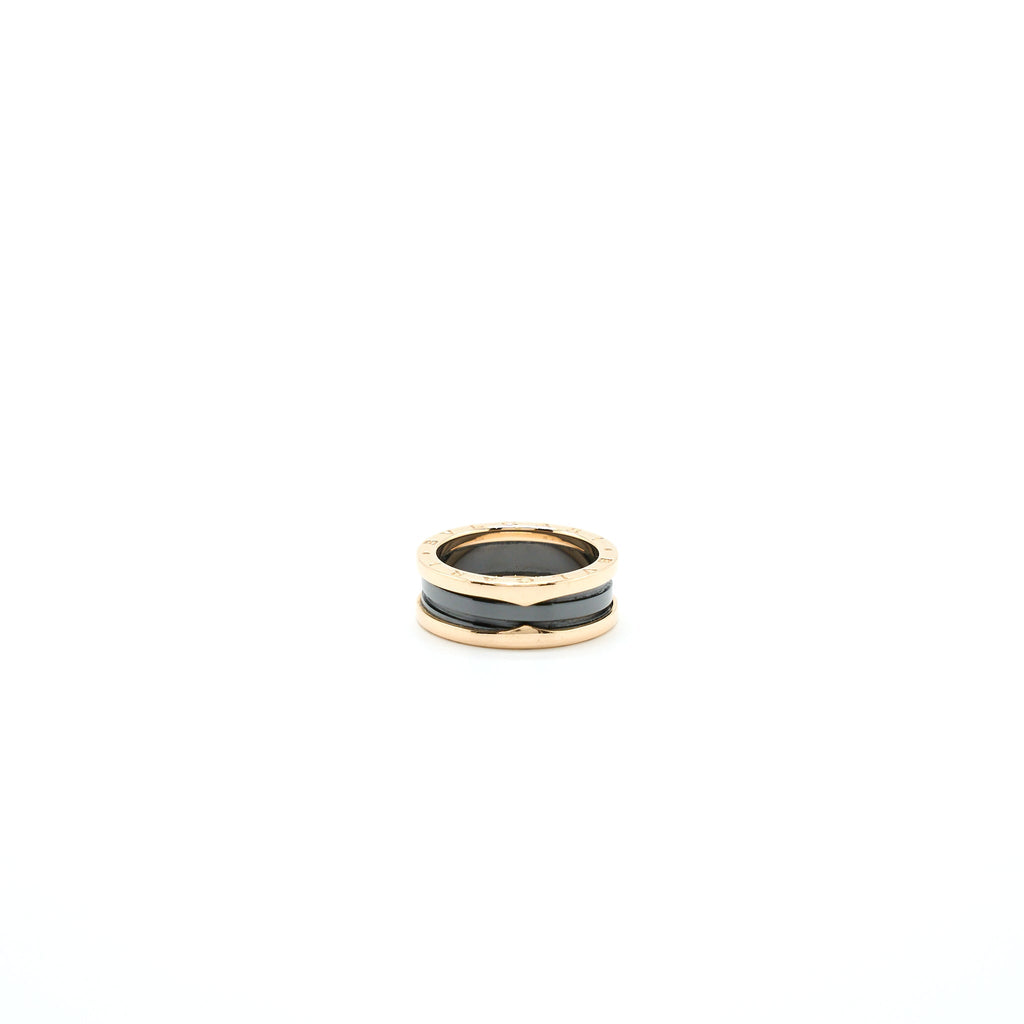 BVLGARI B.ZERO1 TWO BAND RING 18K ROSE GOLD WITH MATT BLACK CERAMIC