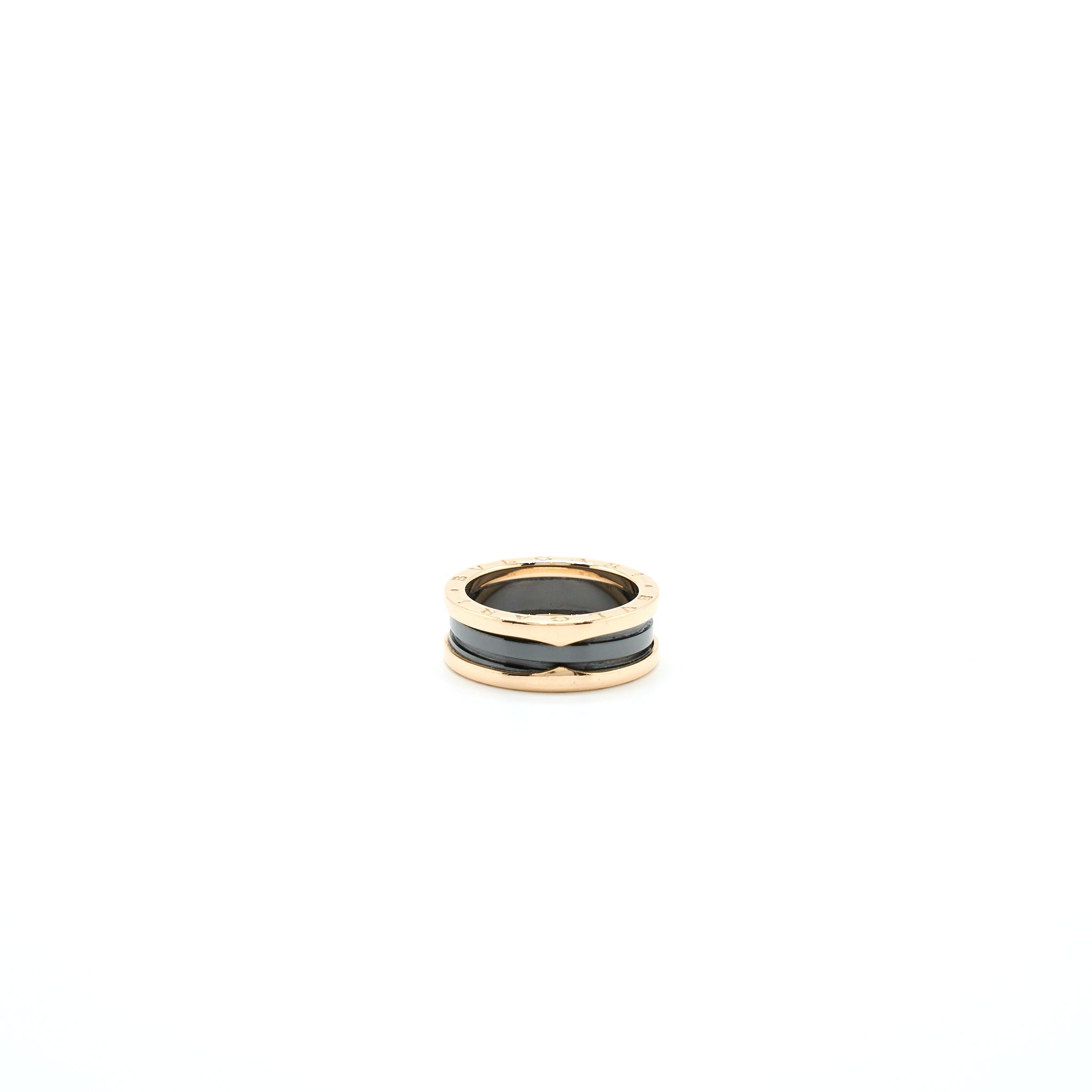 BVLGARI B.ZERO1 TWO BAND RING 18K ROSE GOLD WITH MATT BLACK CERAMIC