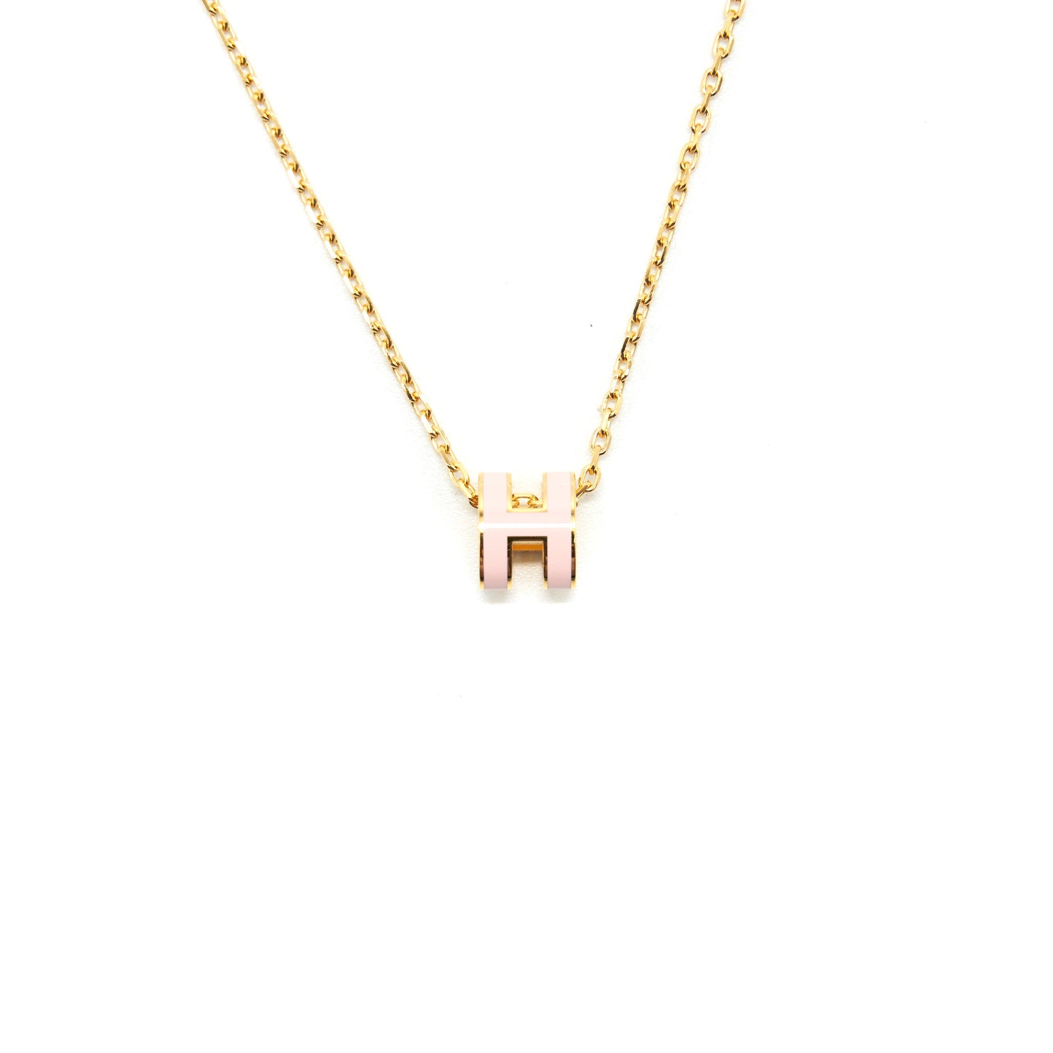 HERMES MINI POP H NECKLACE ROSE DRAGEE GHW 1
