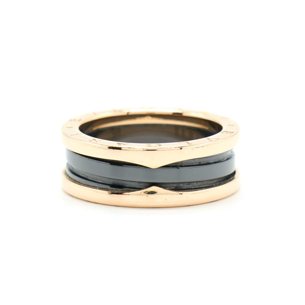 BVLGARI B.ZERO1 TWO BAND RING 18K ROSE GOLD WITH MATT BLACK CERAMIC