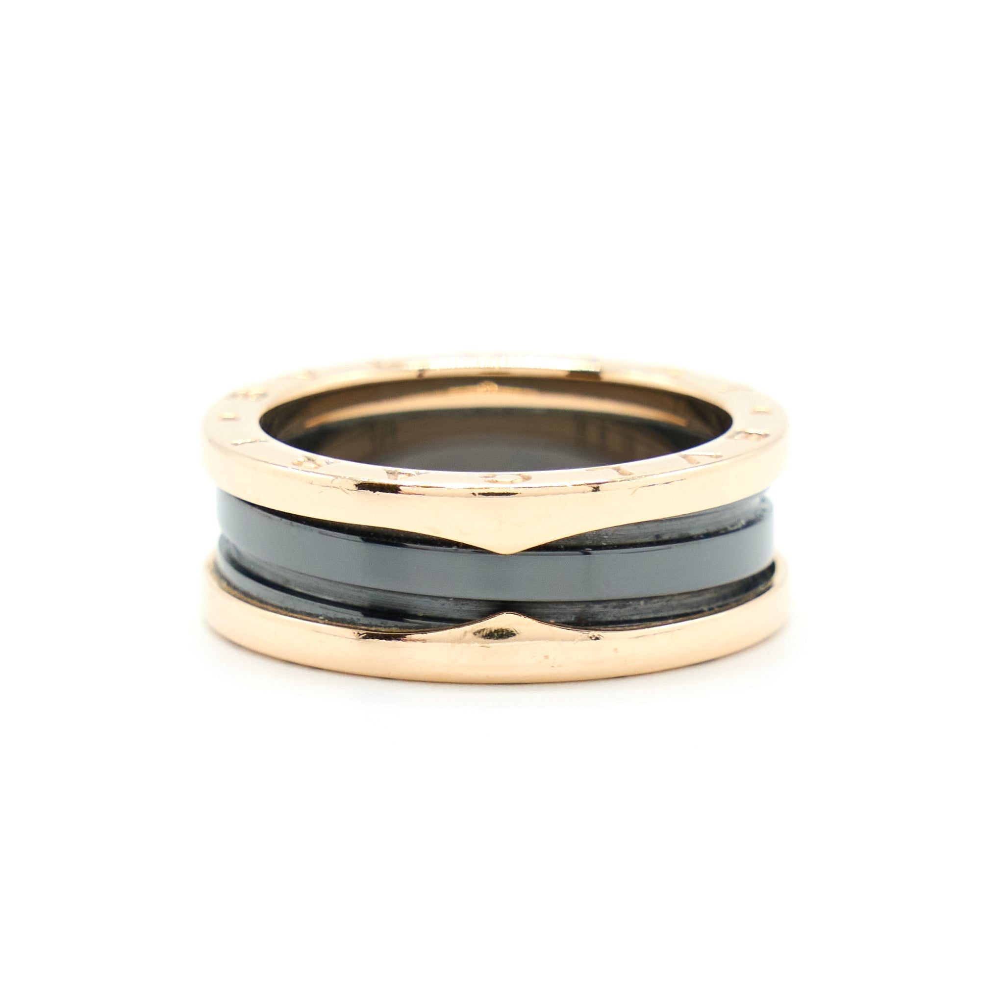 BVLGARI B.ZERO1 TWO BAND RING 18K ROSE GOLD WITH MATT BLACK CERAMIC