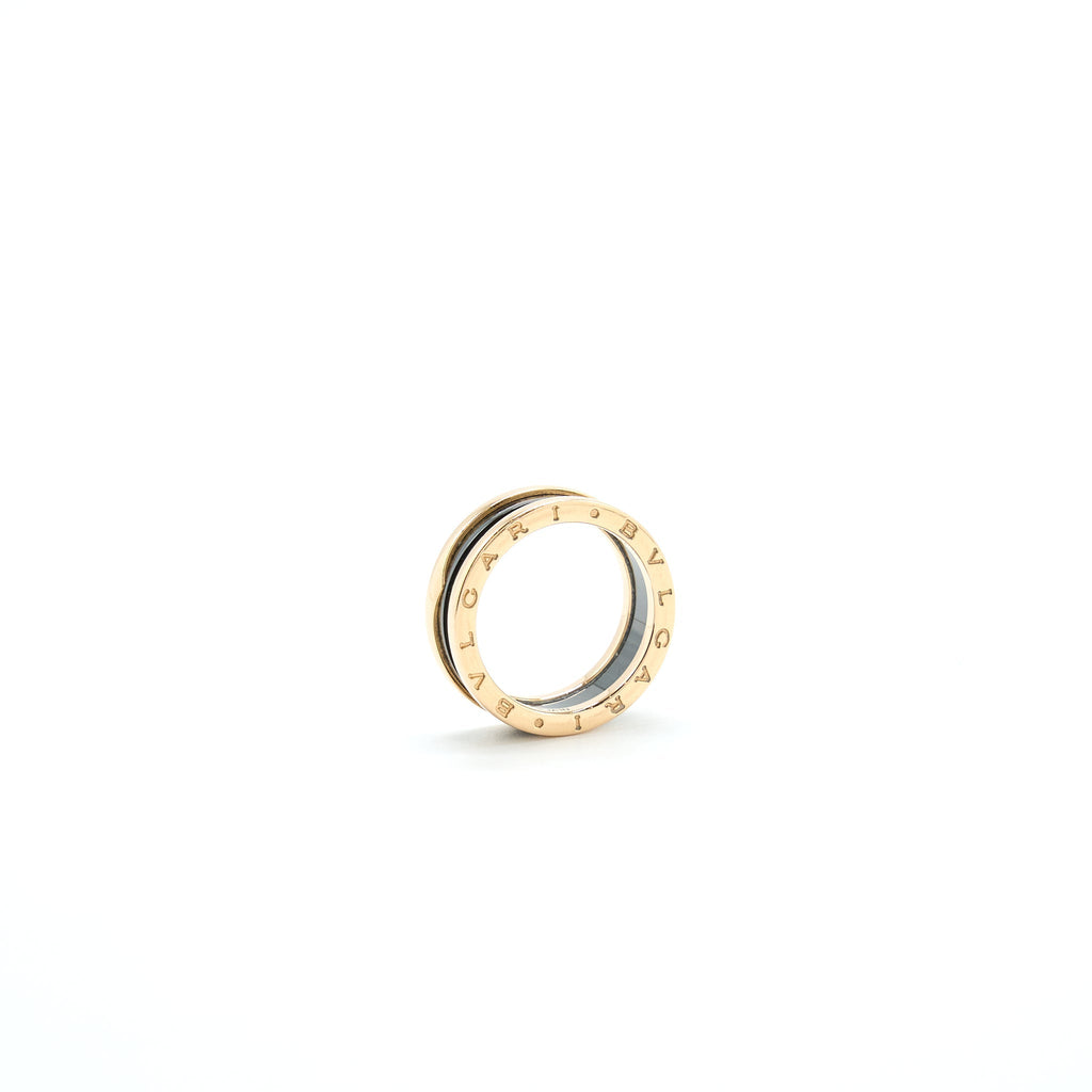 BVLGARI B.ZERO1 TWO BAND RING 18K ROSE GOLD WITH MATT BLACK CERAMIC