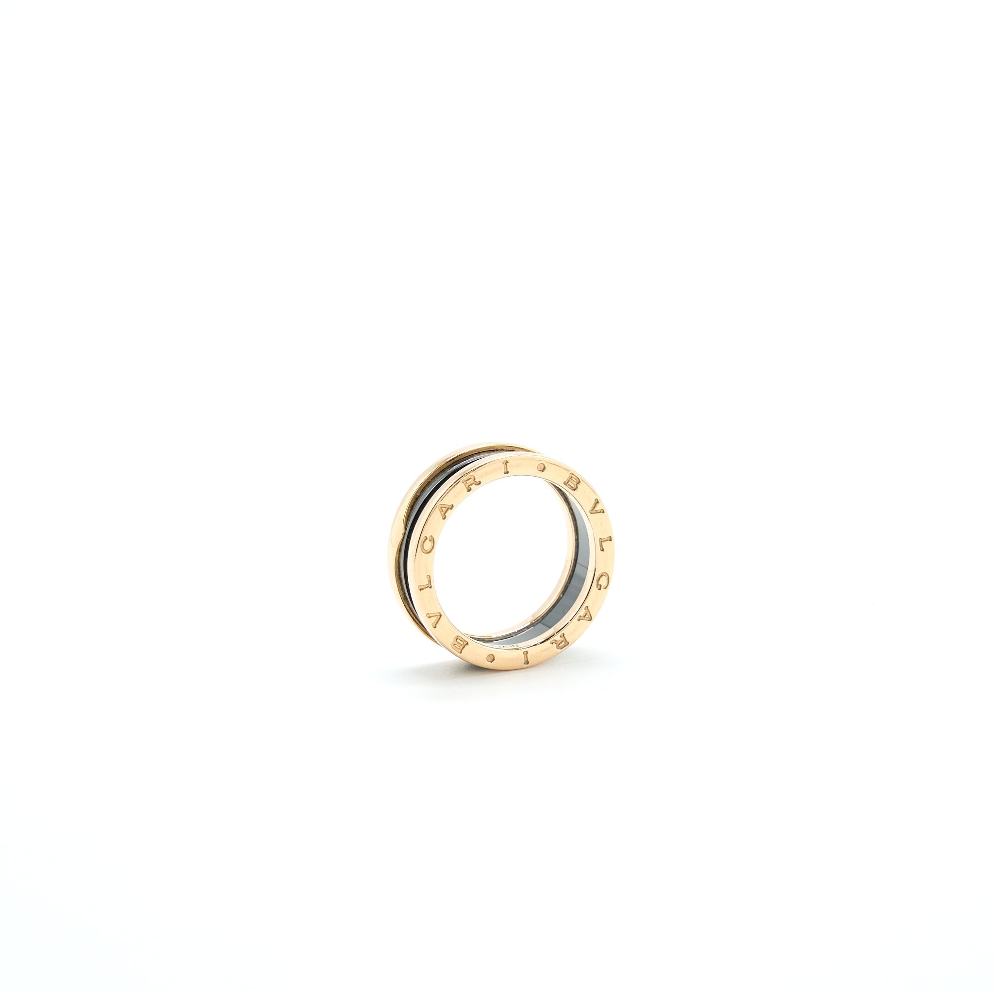 BVLGARI B.ZERO1 TWO BAND RING 18K ROSE GOLD WITH MATT BLACK CERAMIC