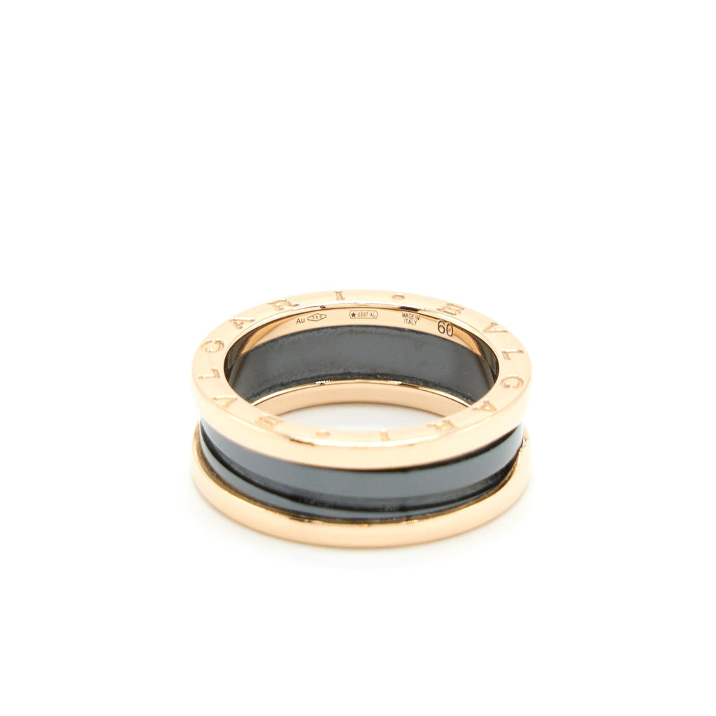 BVLGARI B.ZERO1 TWO BAND RING 18K ROSE GOLD WITH MATT BLACK CERAMIC