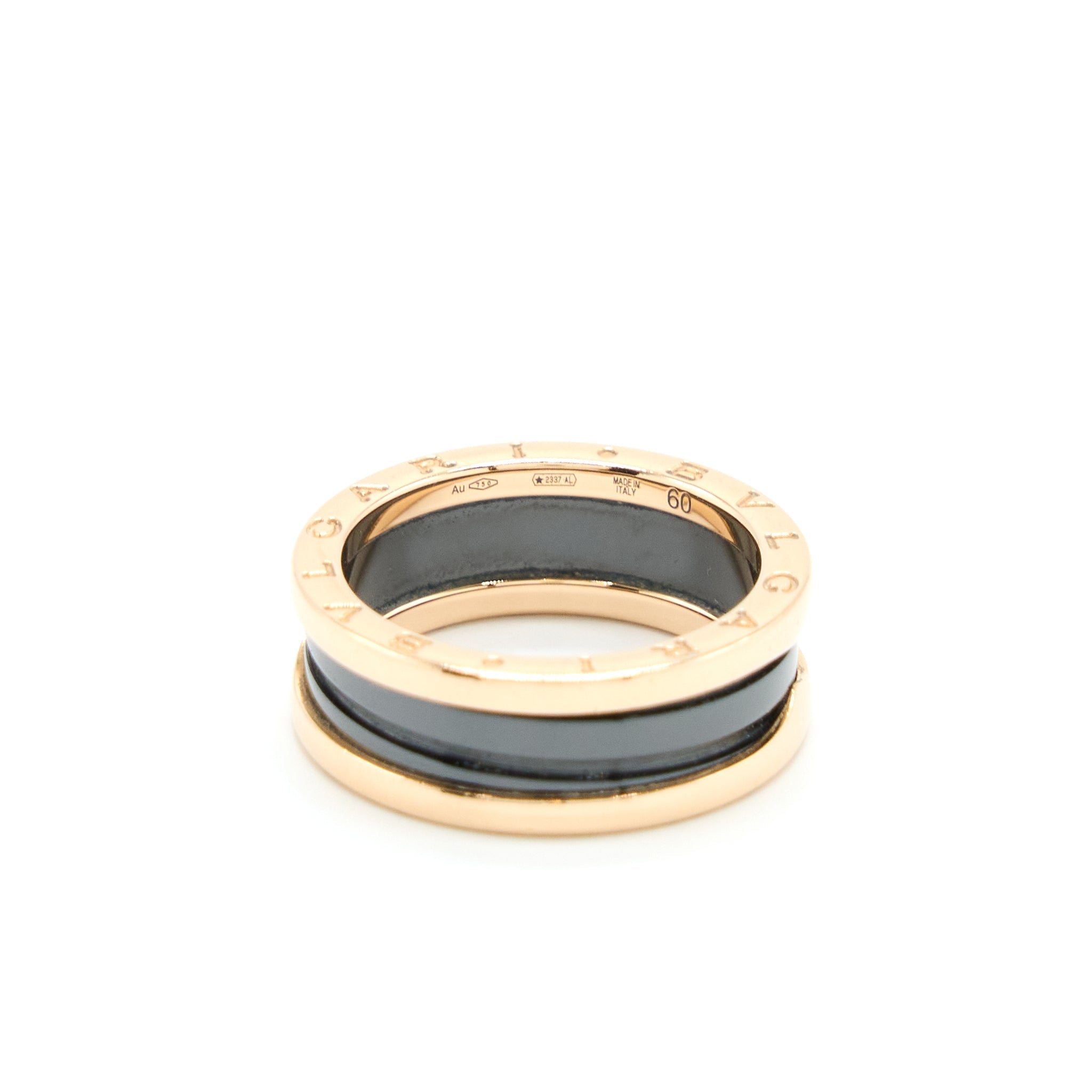 BVLGARI B.ZERO1 TWO BAND RING 18K ROSE GOLD WITH MATT BLACK CERAMIC
