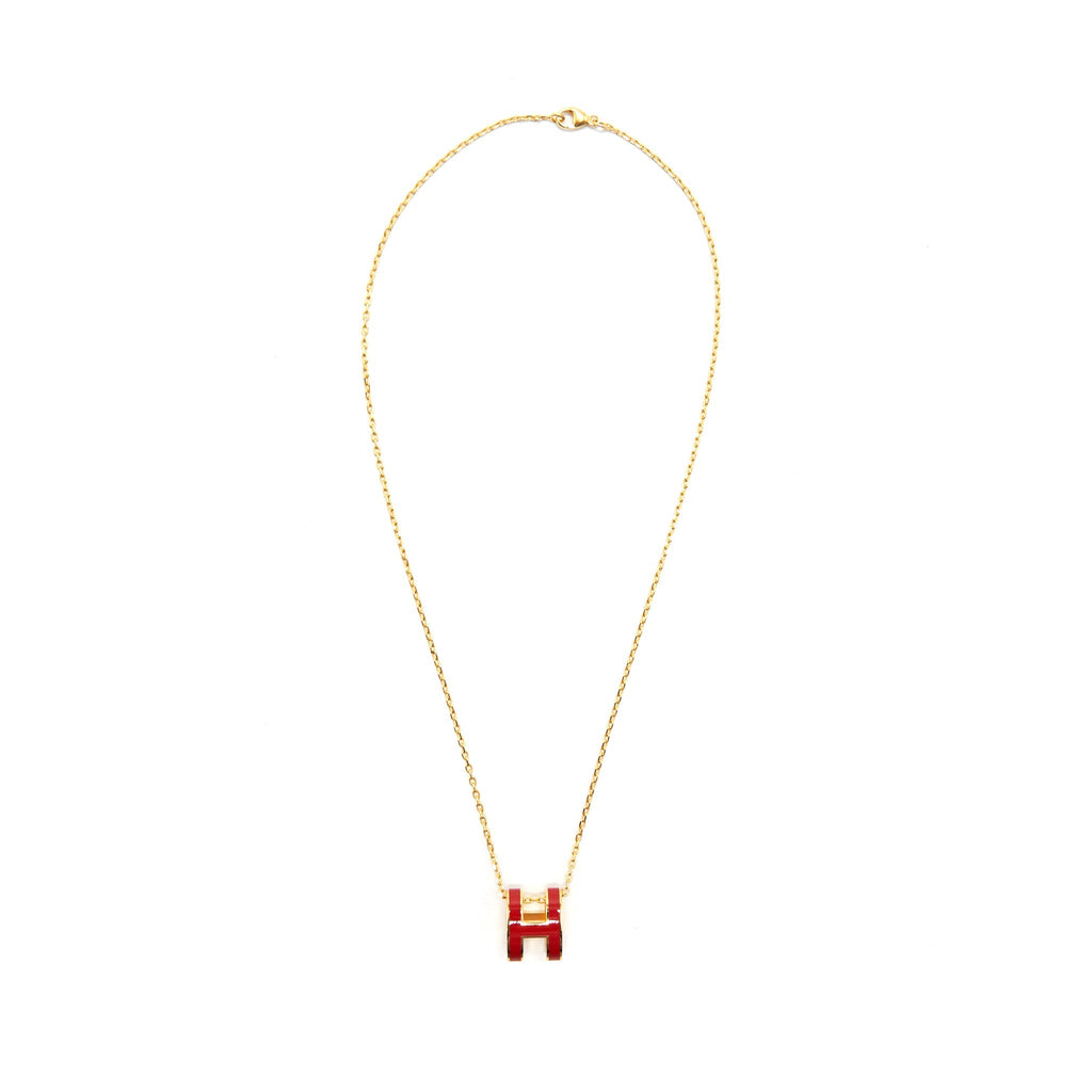 HERMES POP H NECKLACE ROUGE VIF GHW