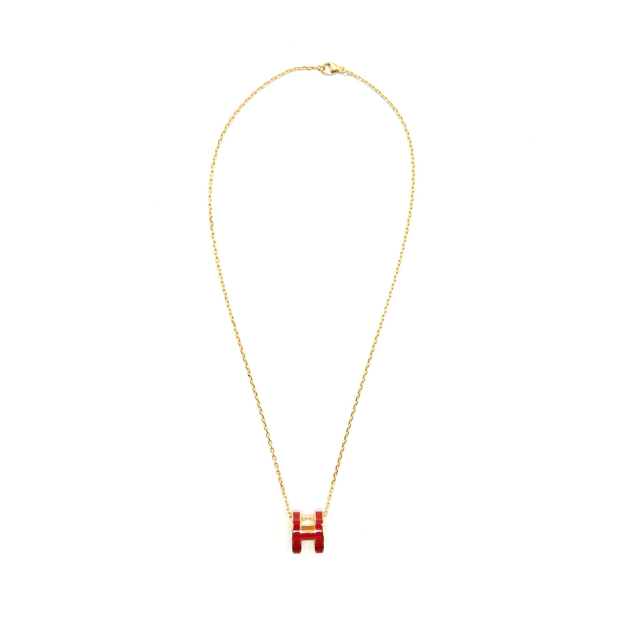 HERMES POP H NECKLACE ROUGE VIF GHW