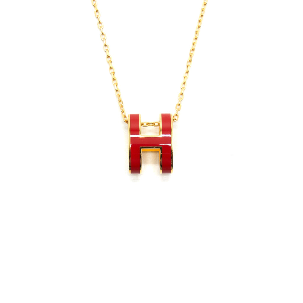 HERMES POP H NECKLACE ROUGE VIF GHW