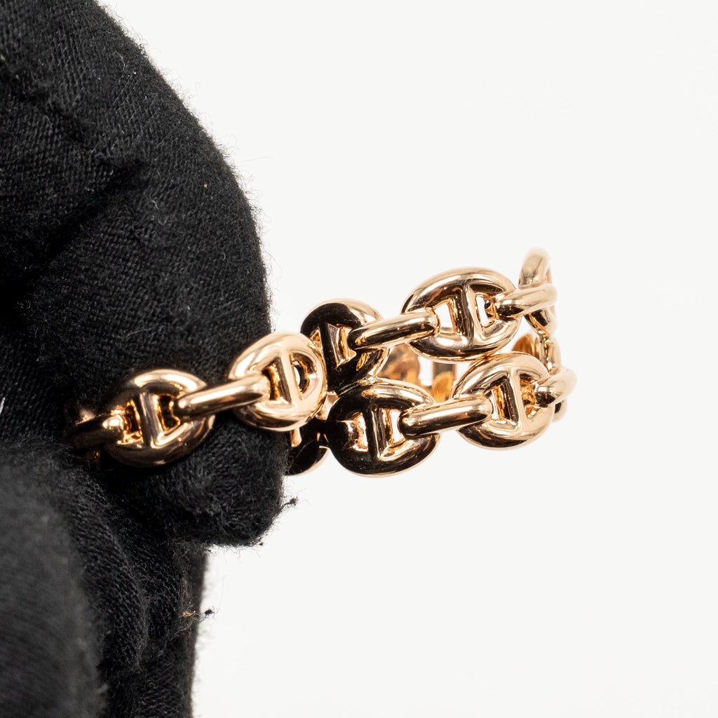 HERMES CHAINE D'ANCRE ENCHAINEE DOUBLE RING ROSE GOLD