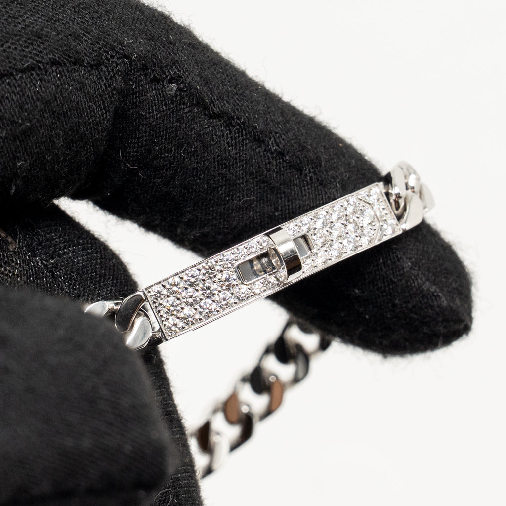 HERMES KELLY GOURMETTE BRACELET WHITE GOLD DIAMONDS