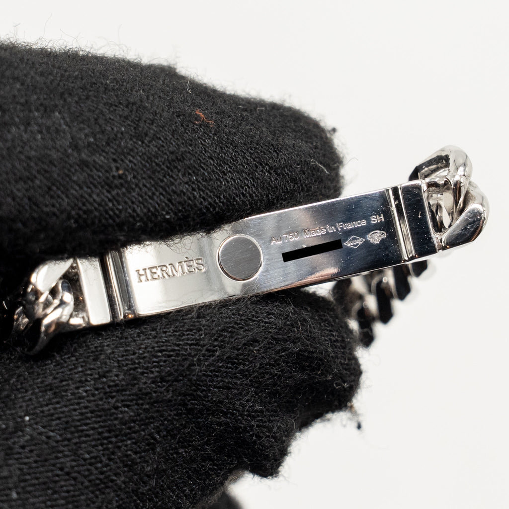 HERMES KELLY GOURMETTE BRACELET WHITE GOLD DIAMONDS