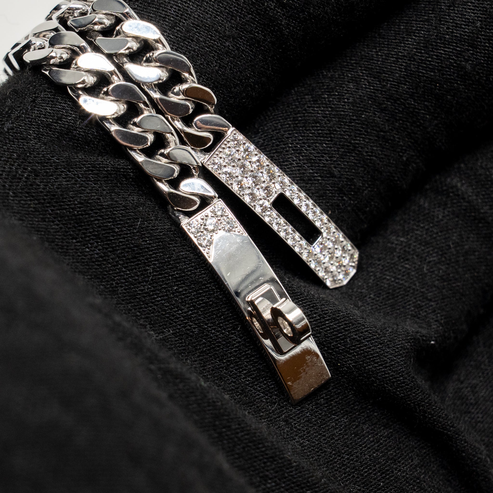HERMES KELLY GOURMETTE BRACELET WHITE GOLD DIAMONDS
