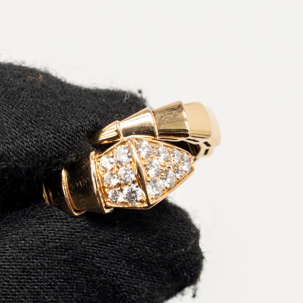 BVLGARI SERPENTI VIPER RING 18K ROSE GOLD WITH PAVED DIAMONDS