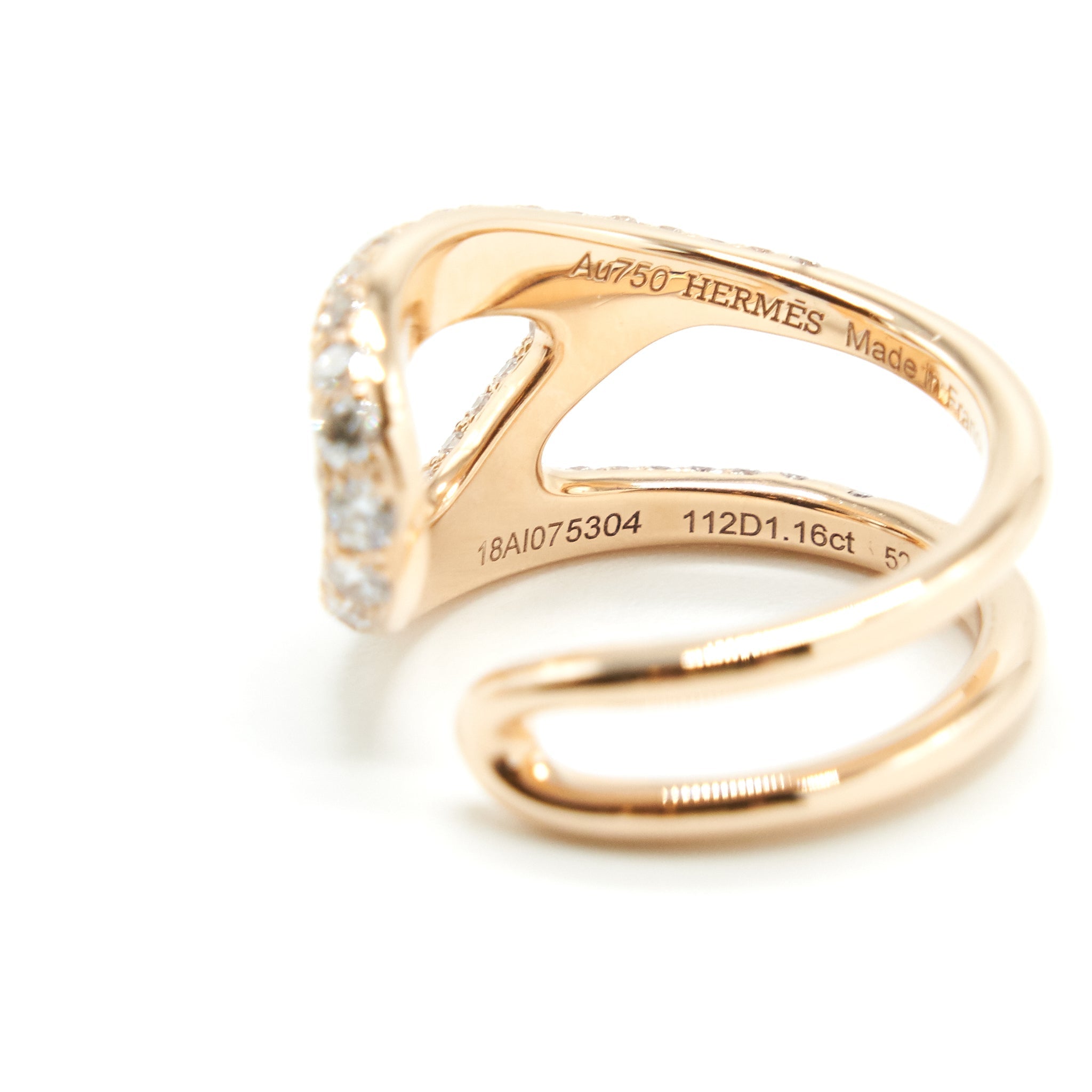 HERMES CHAINE D'ANCRE PUNK RING ROSE GOLD WITH DIAMONDS