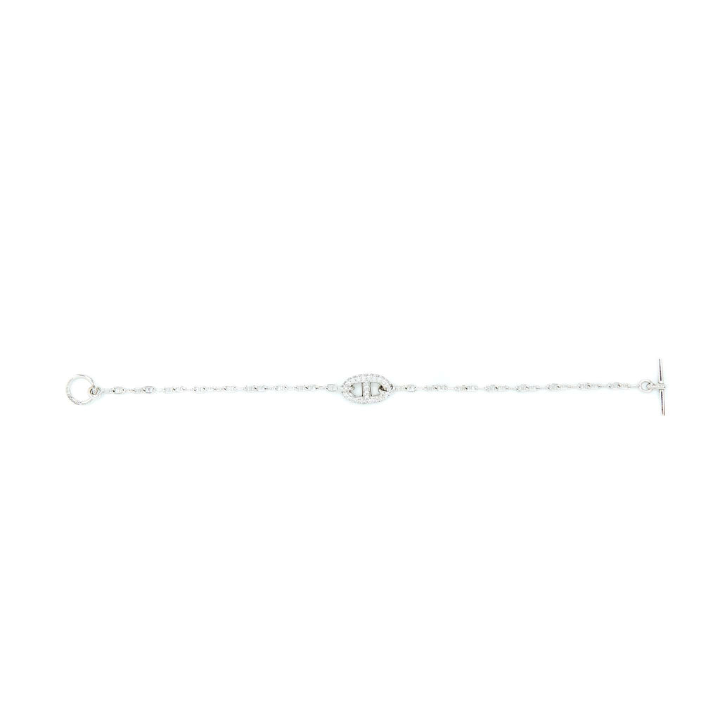HERMES NEW FARANDOLE BRACELET WHITE GOLD WITH DIAMONDS AND TOGGLE CLOSURE