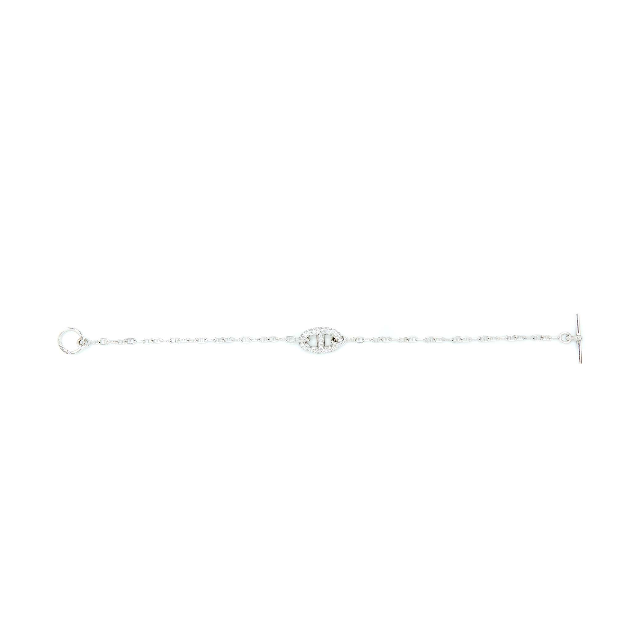 HERMES NEW FARANDOLE BRACELET WHITE GOLD WITH DIAMONDS AND TOGGLE CLOSURE
