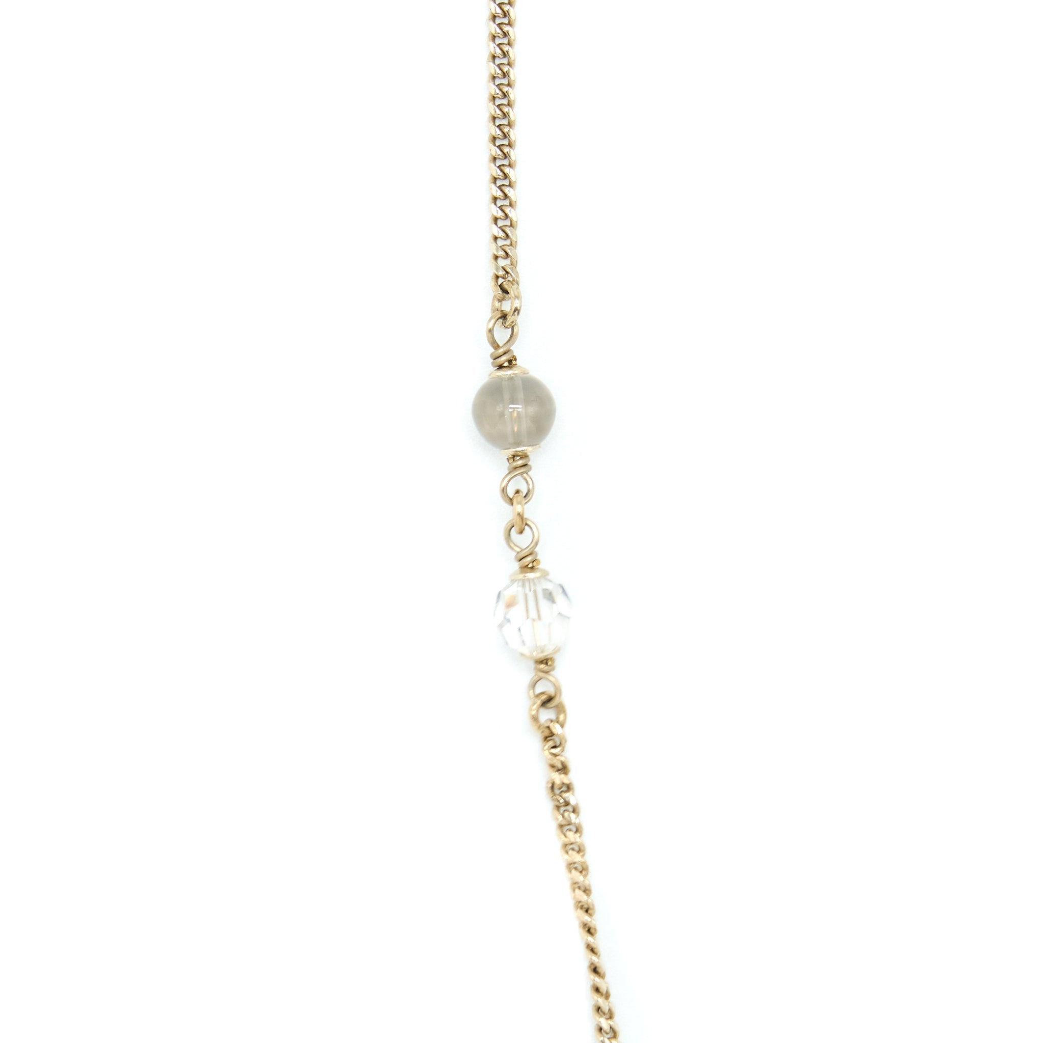 CHANEL PEARL CC LOGO NECKLACE GOLD TONE