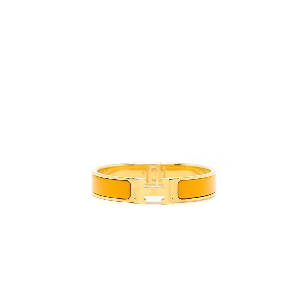 HERMES CILC H BRACELET JAUNE MADRAS GOLD TONE