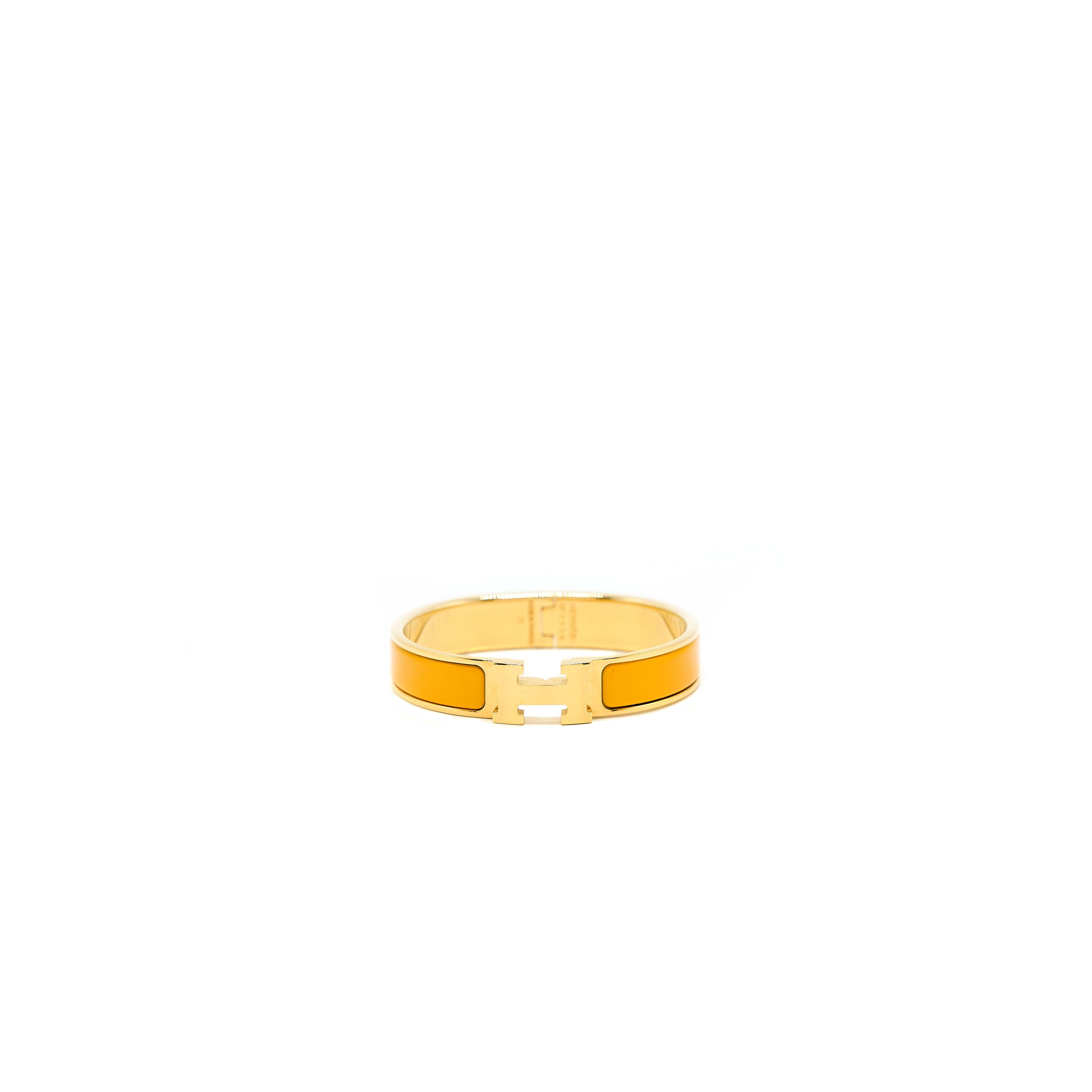 HERMES CILC H BRACELET JAUNE MADRAS GOLD TONE