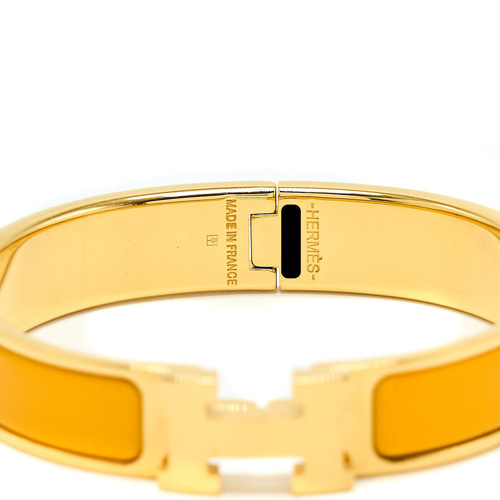 HERMES CILC H BRACELET JAUNE MADRAS GOLD TONE