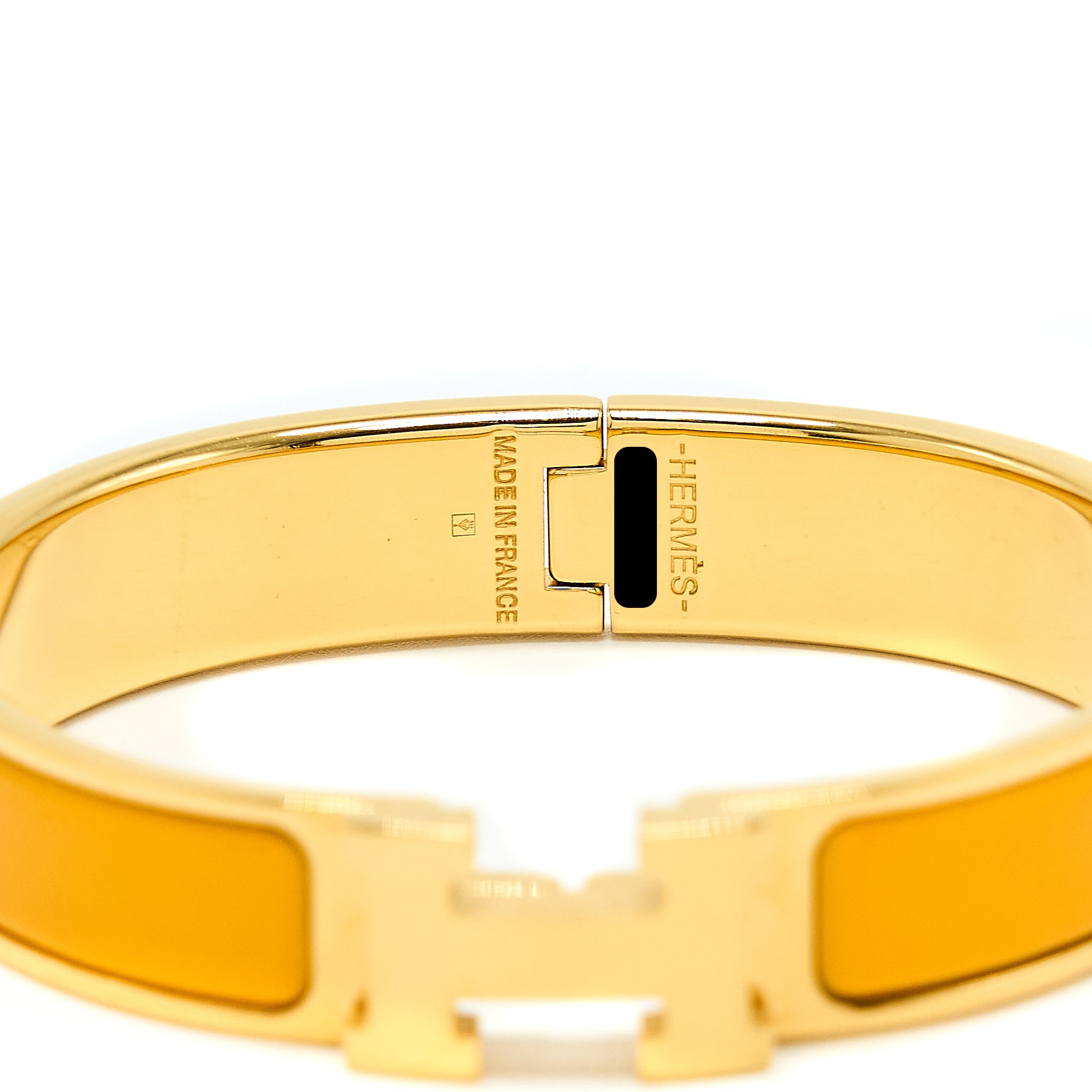 HERMES CILC H BRACELET JAUNE MADRAS GOLD TONE