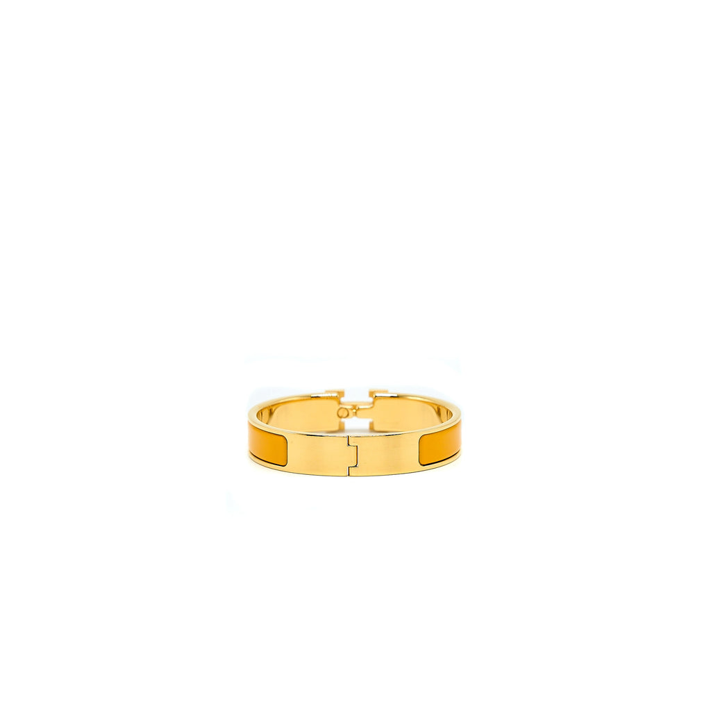 HERMES CILC H BRACELET JAUNE MADRAS GOLD TONE