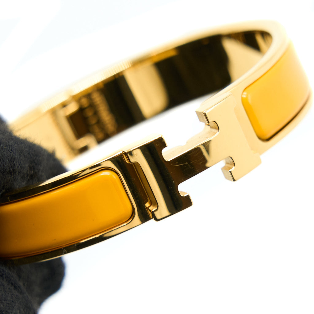 HERMES CILC H BRACELET JAUNE MADRAS GOLD TONE