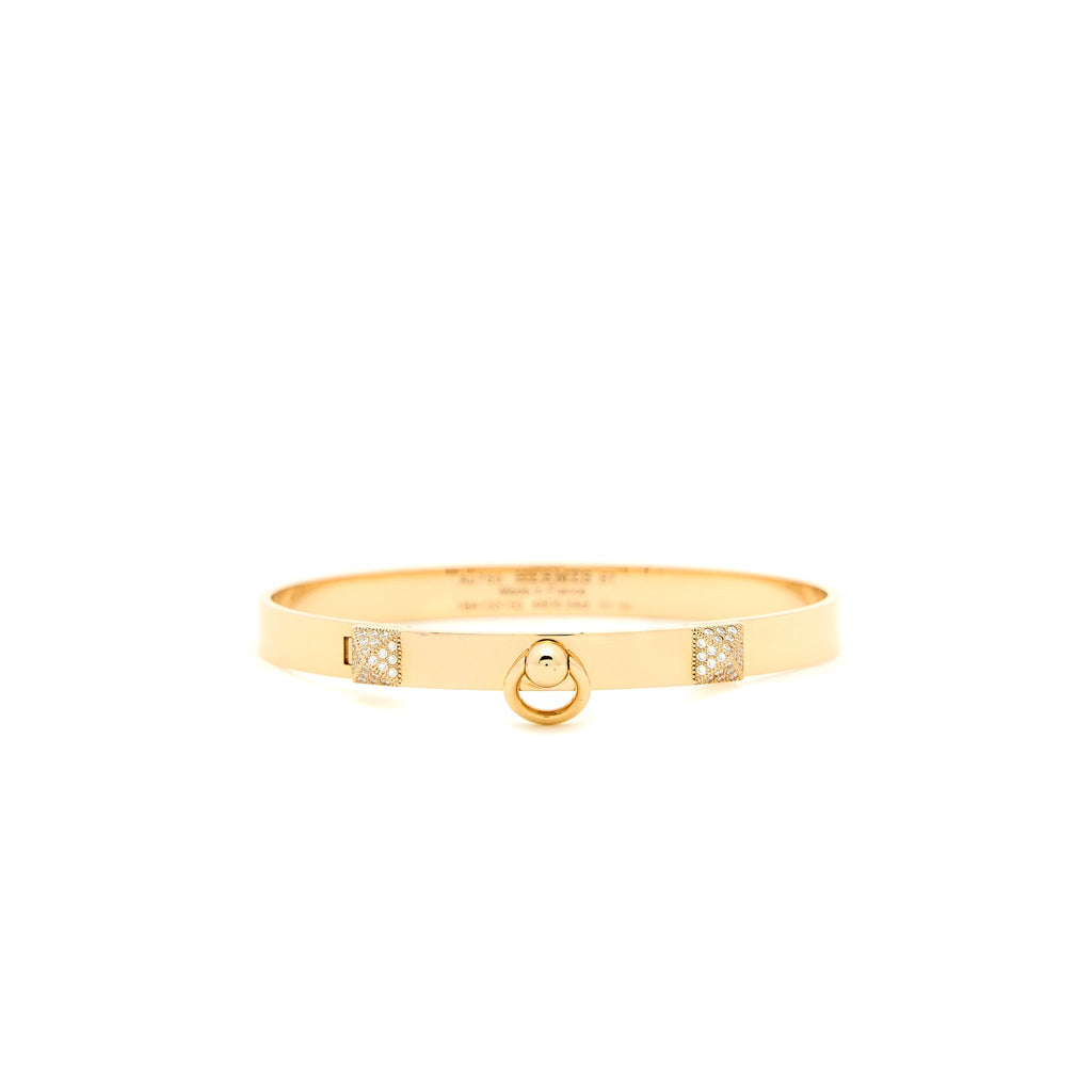 HERMES COLLIER DE CHIEN BRACELET ROSE GOLD WITH DIAMONDS
