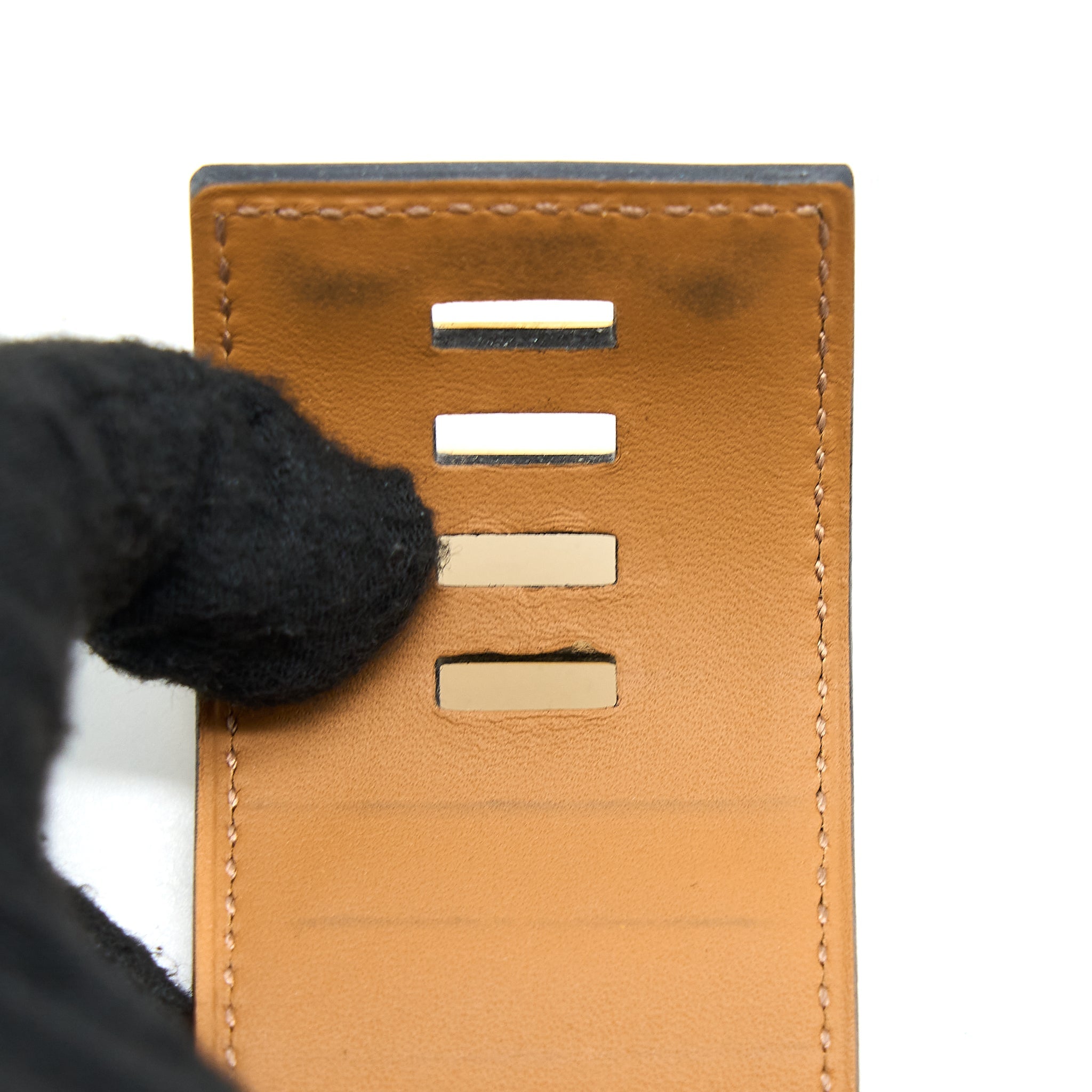 HERMES CDC BRACELET CALFSKIN BLACK GOLD TONE STAMP X