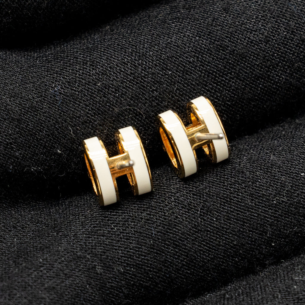 HERMES MINI POP H EARRINGS BLANC GHW
