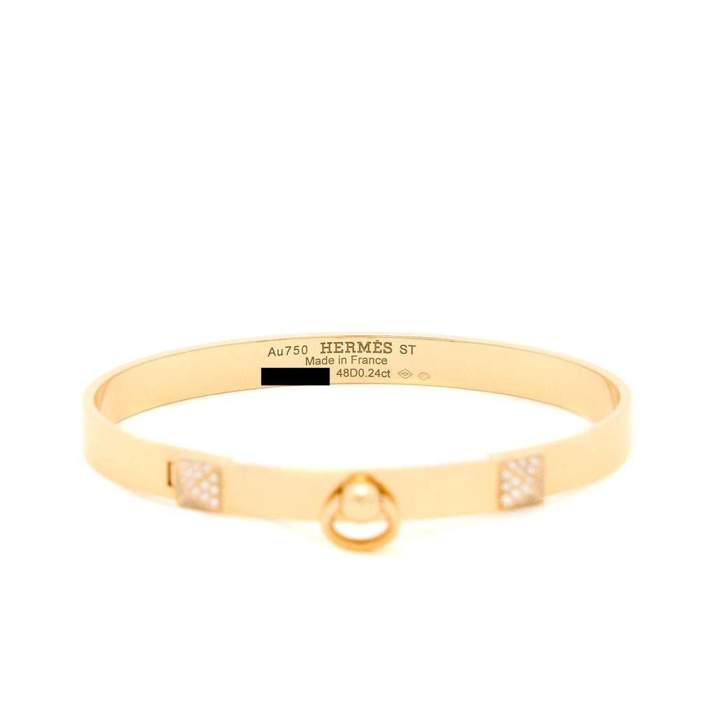HERMES COLLIER DE CHIEN BRACELET ROSE GOLD WITH DIAMONDS