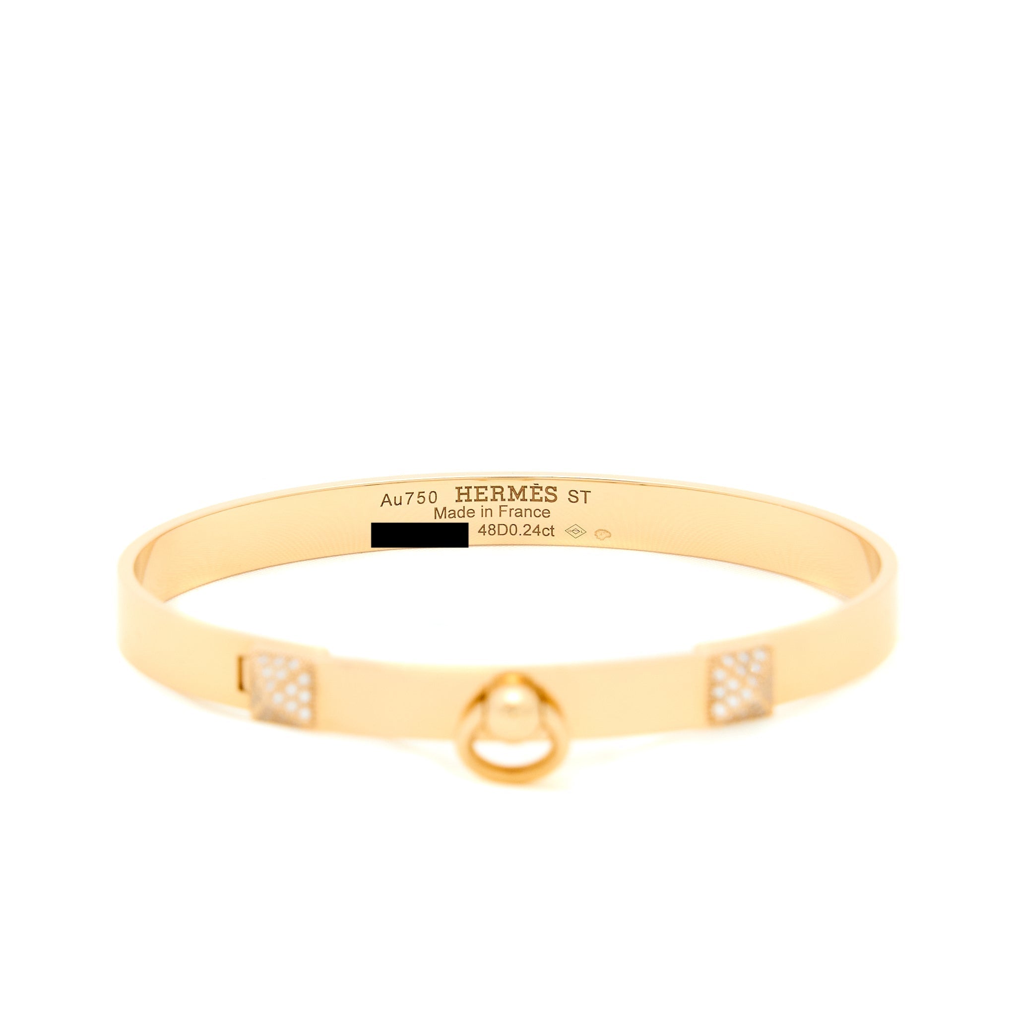 HERMES COLLIER DE CHIEN BRACELET ROSE GOLD WITH DIAMONDS