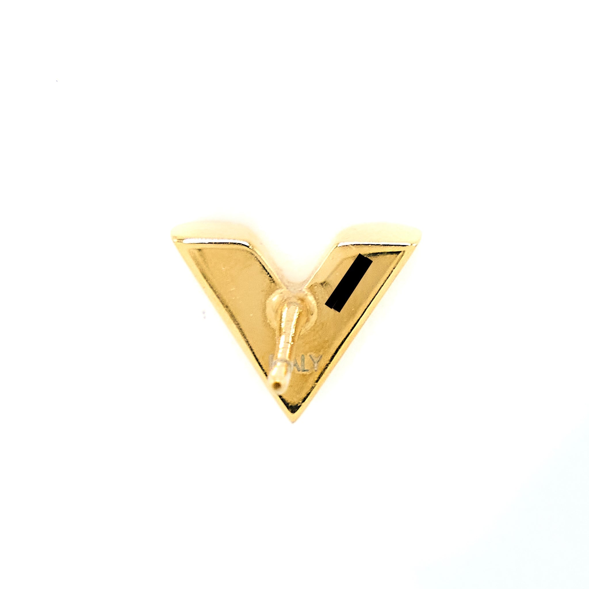 LOUIS VUITTON ESSENTIAL V STUD EARRINGS GOLD TONE