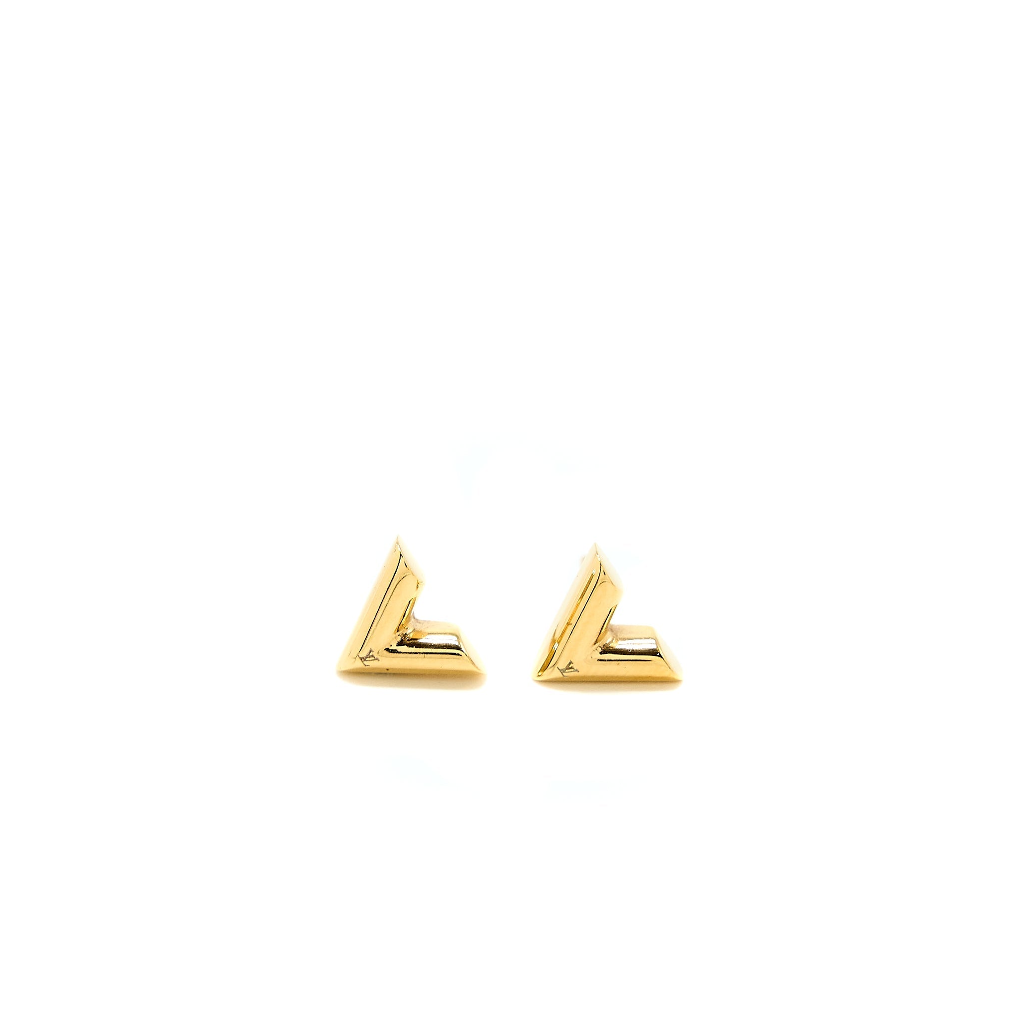 LOUIS VUITTON ESSENTIAL V STUD EARRINGS GOLD TONE