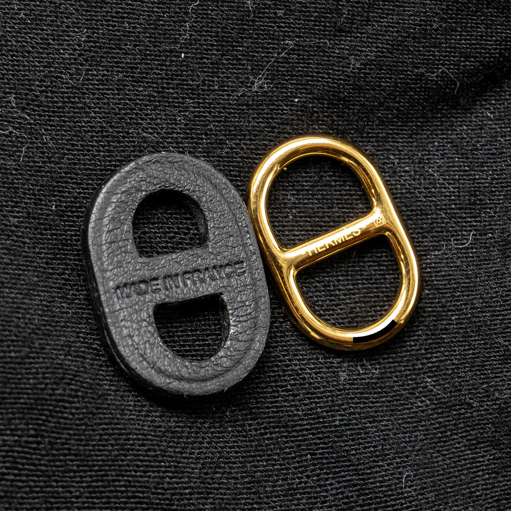 HERMES O’MAILLON EARRINGS CALFSKIN/ GOLD TONE