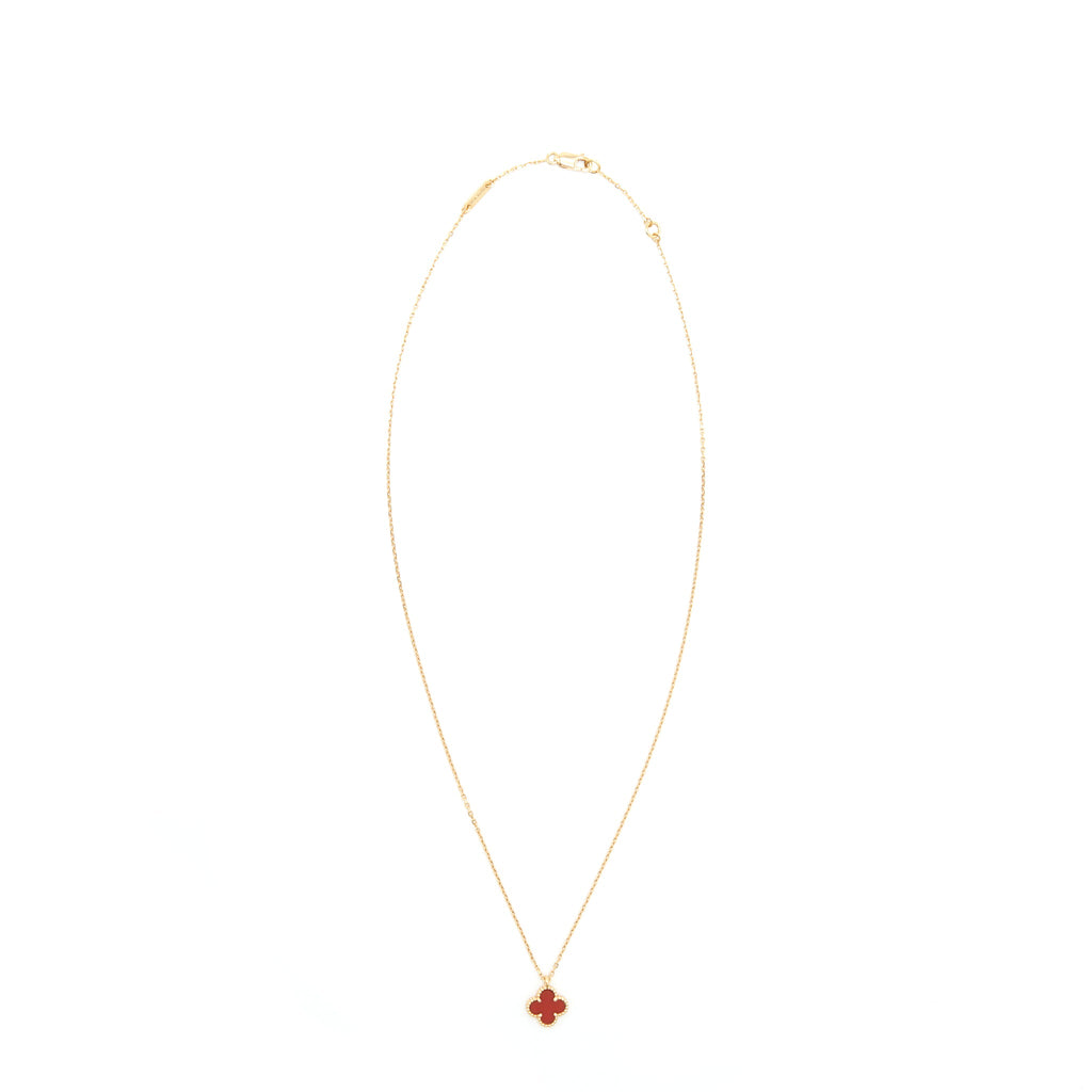 VAN CLEEF & ARPELS SWEET ALHAMBRA PENDANT ROSE GOLD CARNLIAN