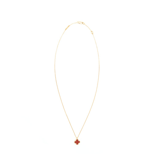 VAN CLEEF & ARPELS SWEET ALHAMBRA PENDANT ROSE GOLD CARNLIAN