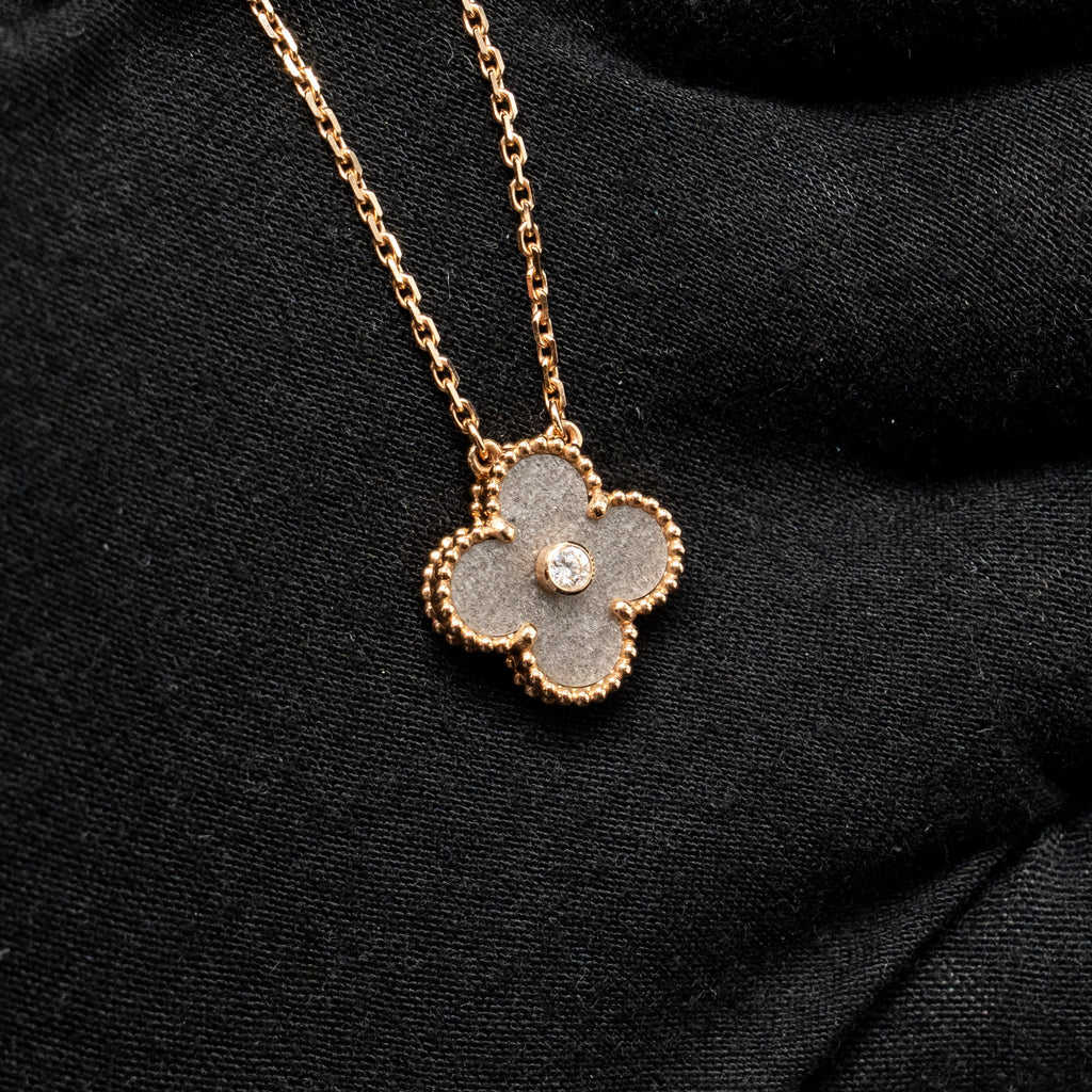 VAN CLEEF AND ARPELS 2023 HOLIDAY LIMITED PENDANT SILVER OBSIDIAN / ROSE GOLD / DIAMOND