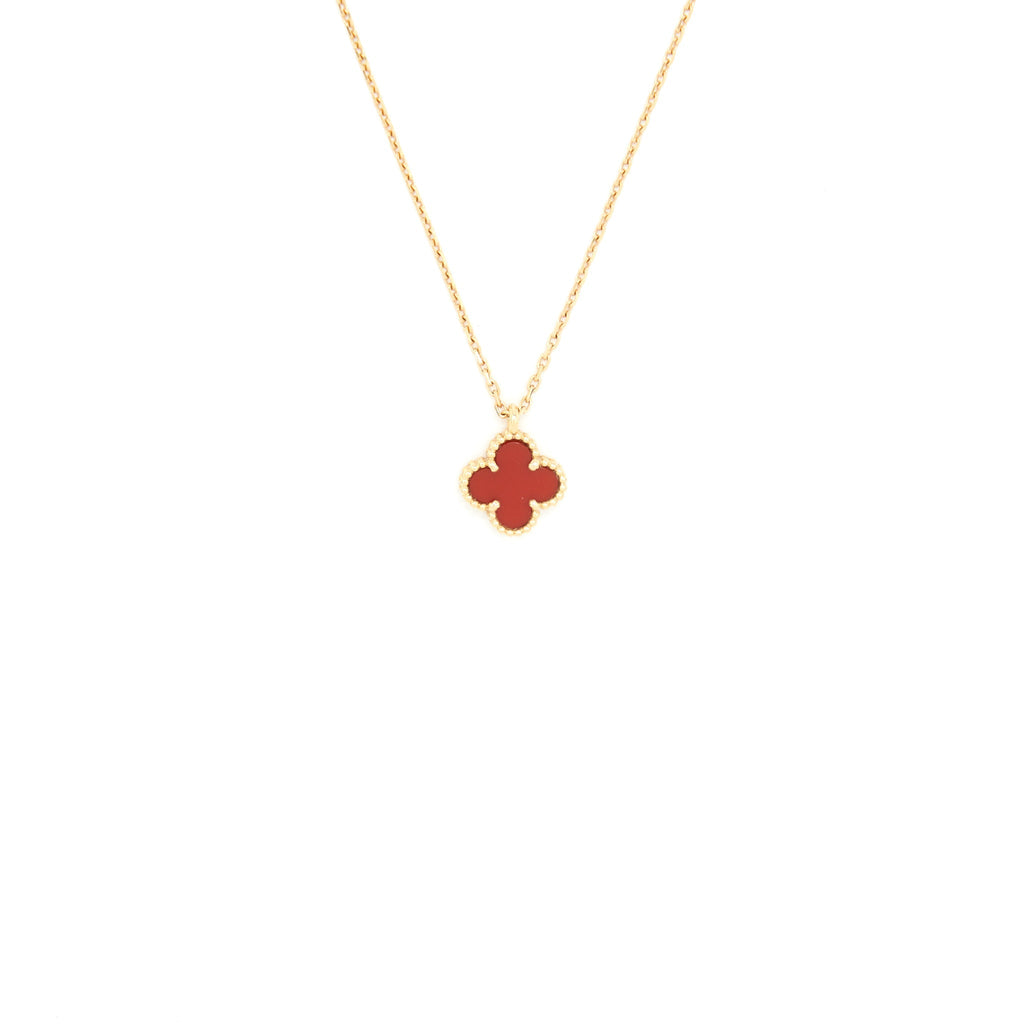 VAN CLEEF & ARPELS SWEET ALHAMBRA PENDANT ROSE GOLD CARNLIAN