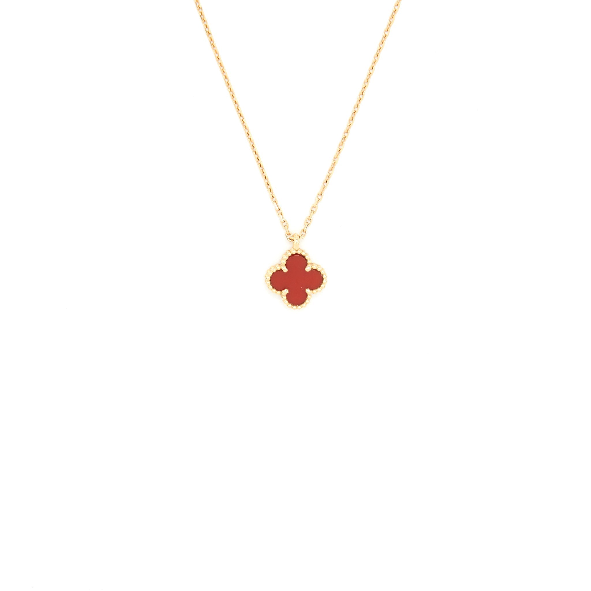 VAN CLEEF & ARPELS SWEET ALHAMBRA PENDANT ROSE GOLD CARNLIAN