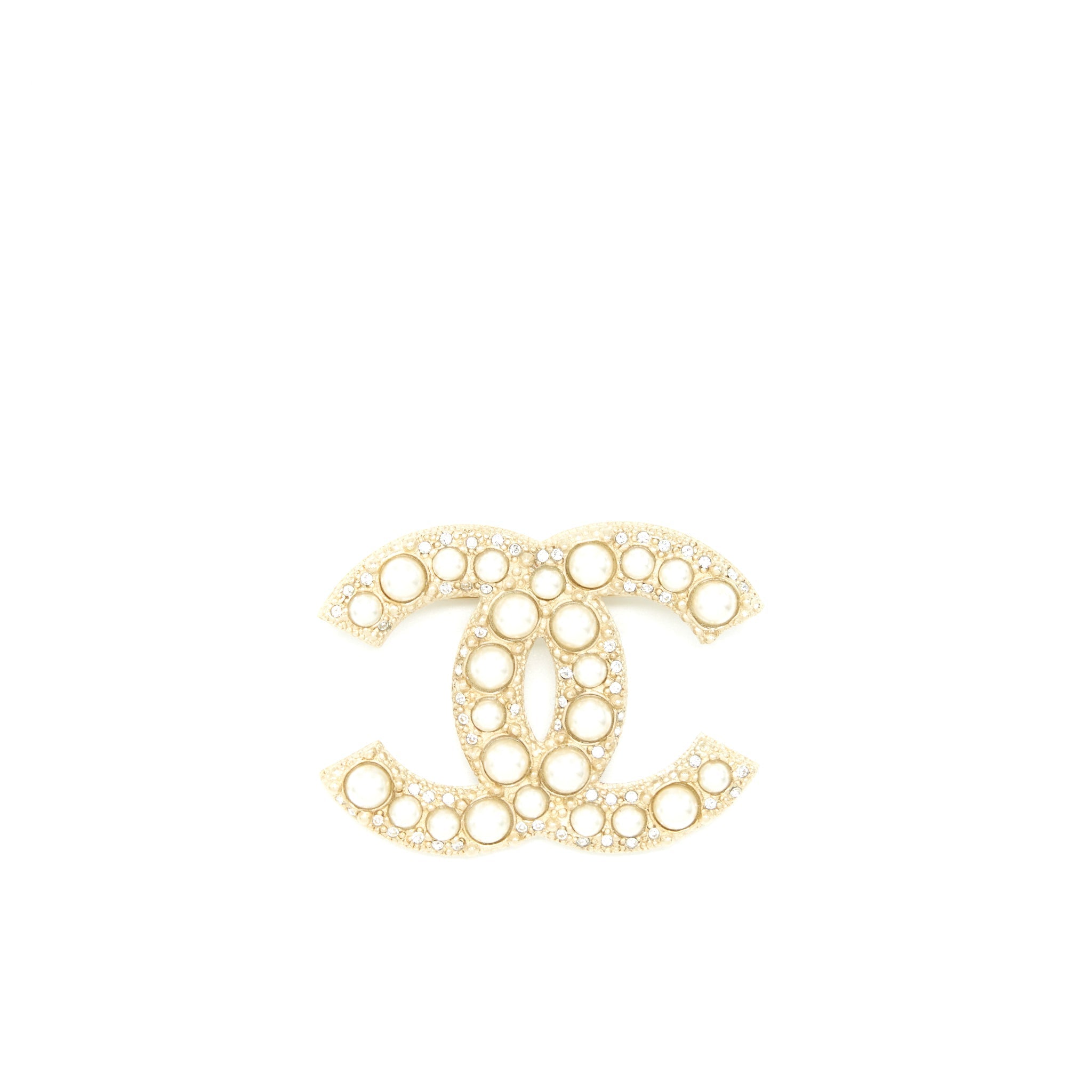 CHANEL 21P GLASS PEARLS/CRYSTAL BROOCH
