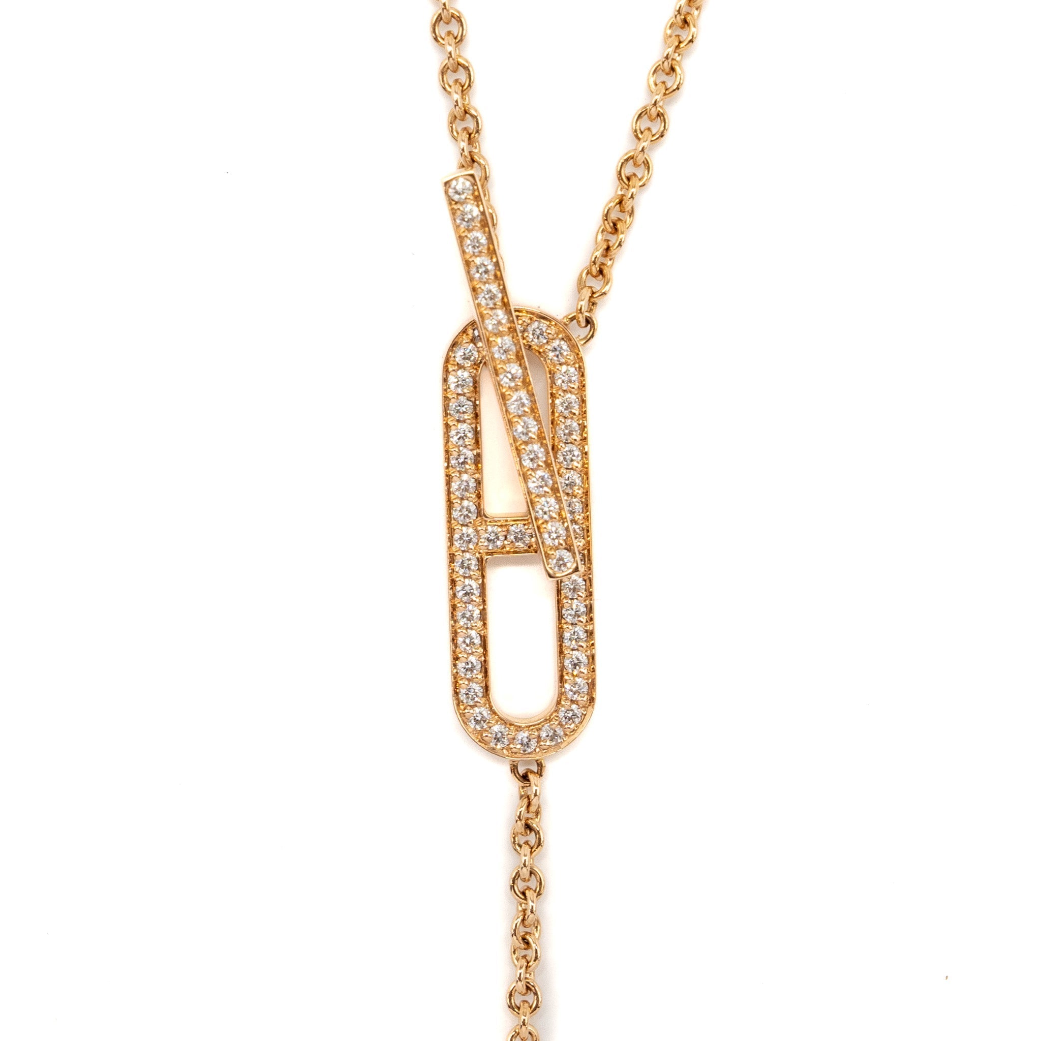 HERMES EVER CHAINE D’ANCRE LARIAT NECKLACE ROSE GOLD, DIAMONDS